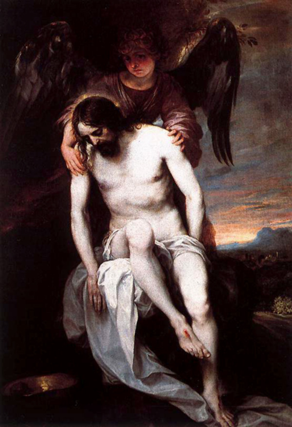 the dead christ supported by an angel